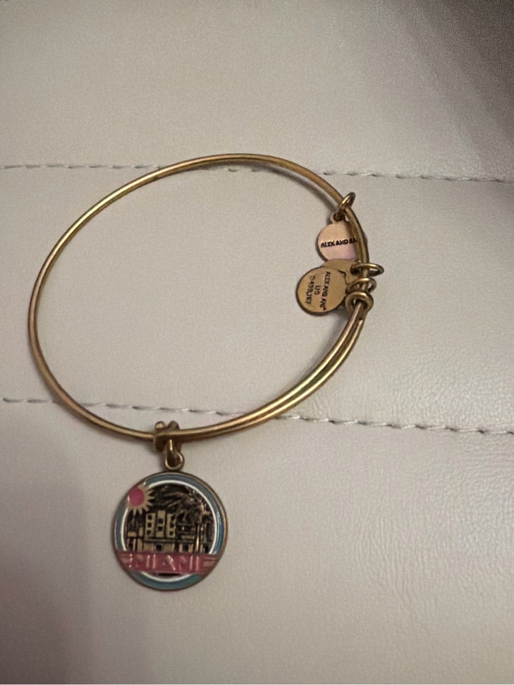 Alex and Ani Gold Tone Bracelet with Multicolor Charm